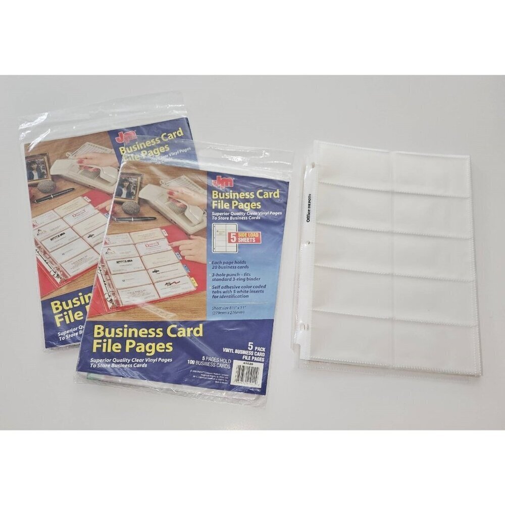 Business Card File Pages Lot (2 sealed pkgs JM Centis/25 Sheets Office Depot)